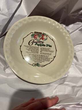 Vintage 1996 Watkins Country Apple Pie Recipe Ceramic Baking Dish 10 inch